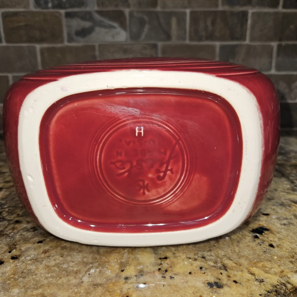 Fiesta Disc Pitcher Maroon Red Glaze Splotchy  Drink Fiestawear Fiestaware